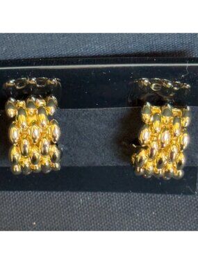 Gold-Tone Chunky Oval Beaded Women's Clip-On Earrings
